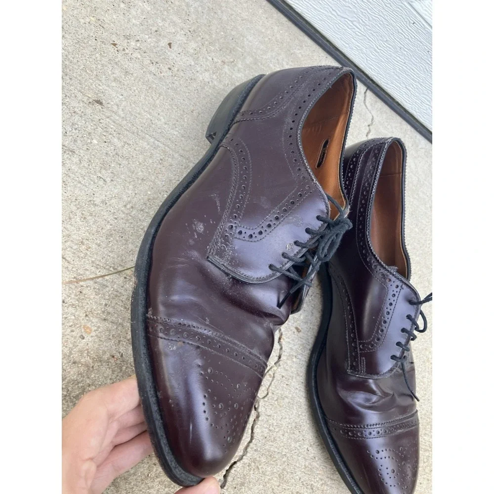 Allen Edmonds Sanford Burgundy Cap-Toe  Derby size 12 B Mens Dress Shoes Cherry
